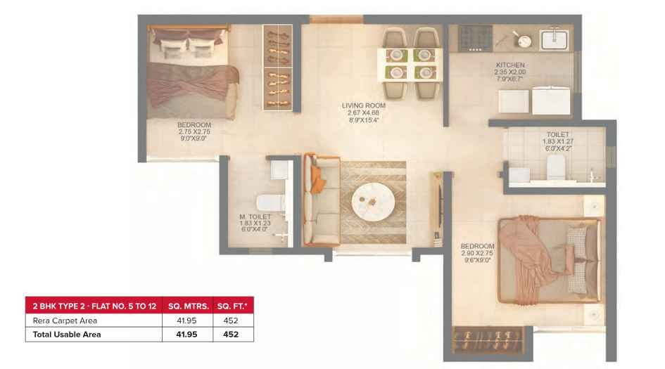 Dosti-Greater-Thane-Floor-Plan-452-Sqft